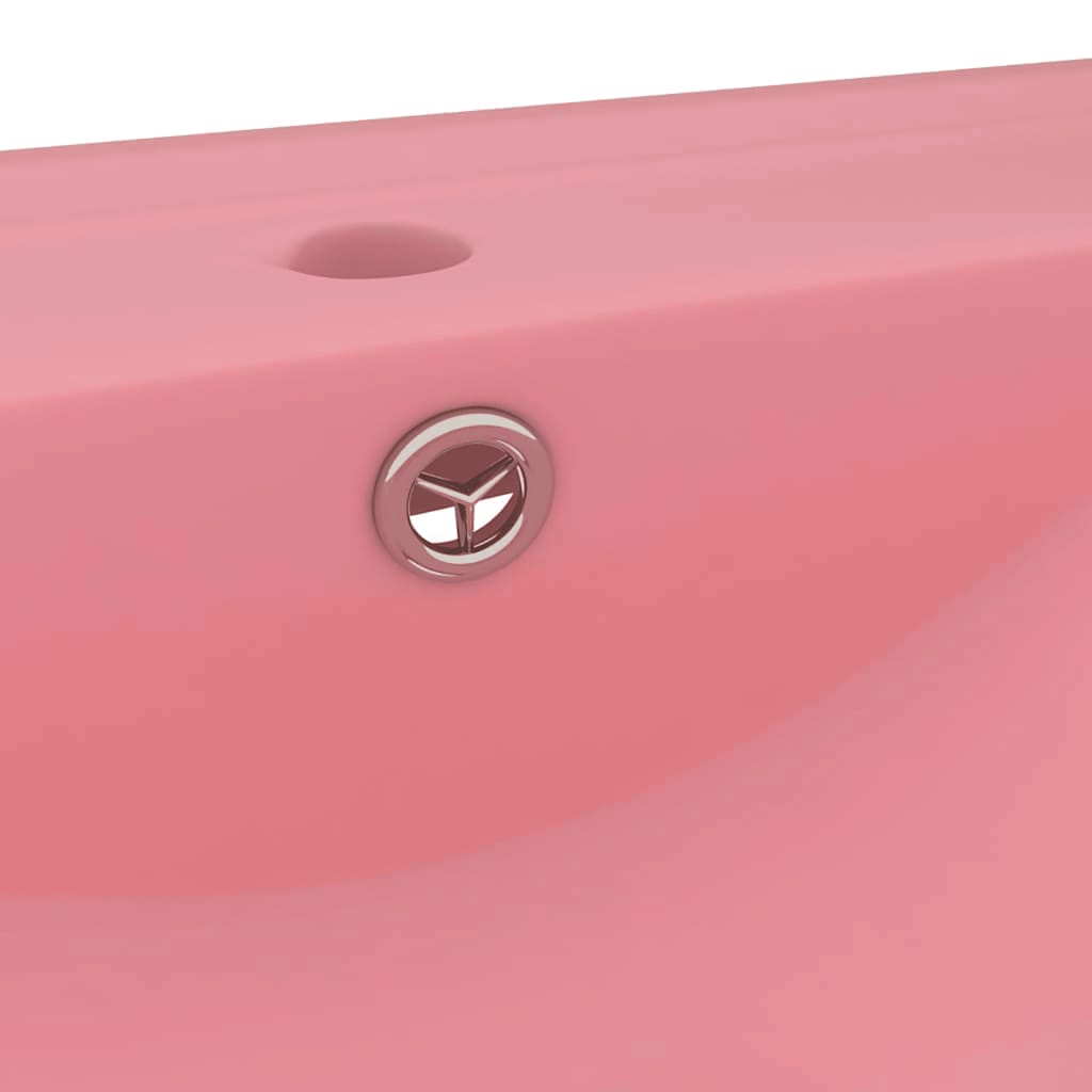 Chiuvetă baie lux orificiu robinet roz mat 60x46 cm ceramică