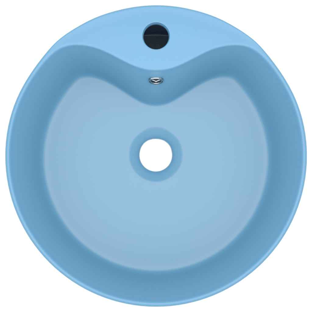 Chiuvetă de lux cu preaplin, bleu mat, 36x13 cm, ceramică