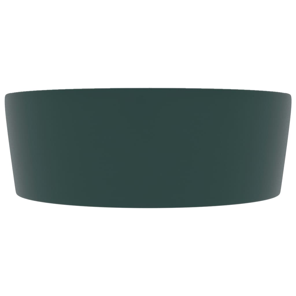 Chiuvetă de lux cu preaplin verde închis mat 36x13 cm ceramică
