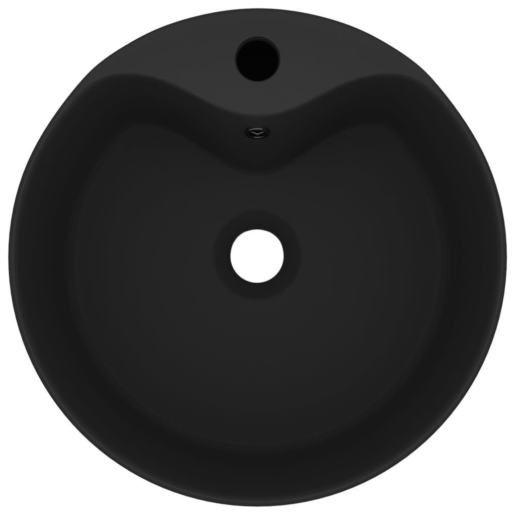 Chiuvetă de lux cu preaplin, negru mat, 36 x 13 cm, ceramică