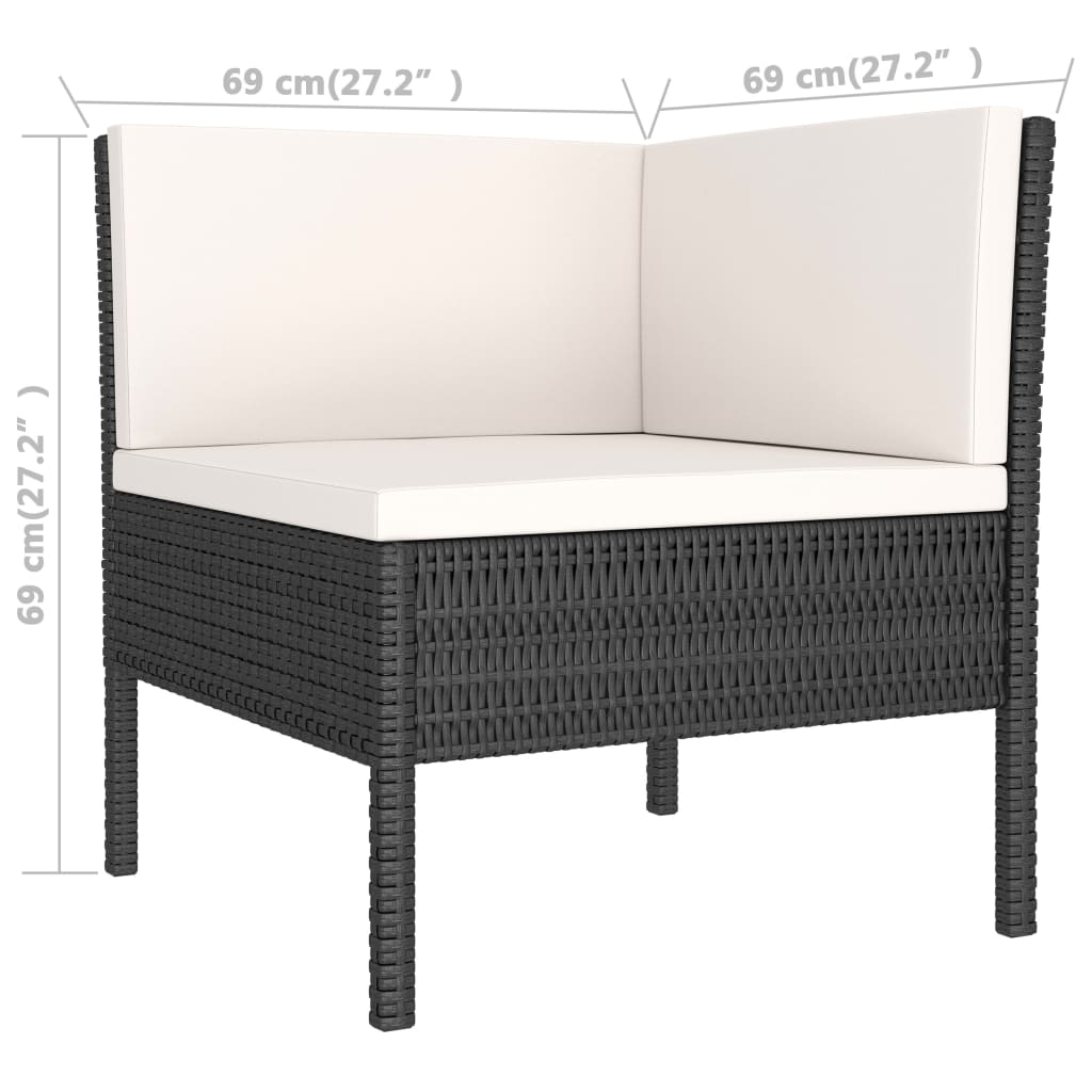 Set mobilier de grădină cu perne, 2 piese, negru, poliratan