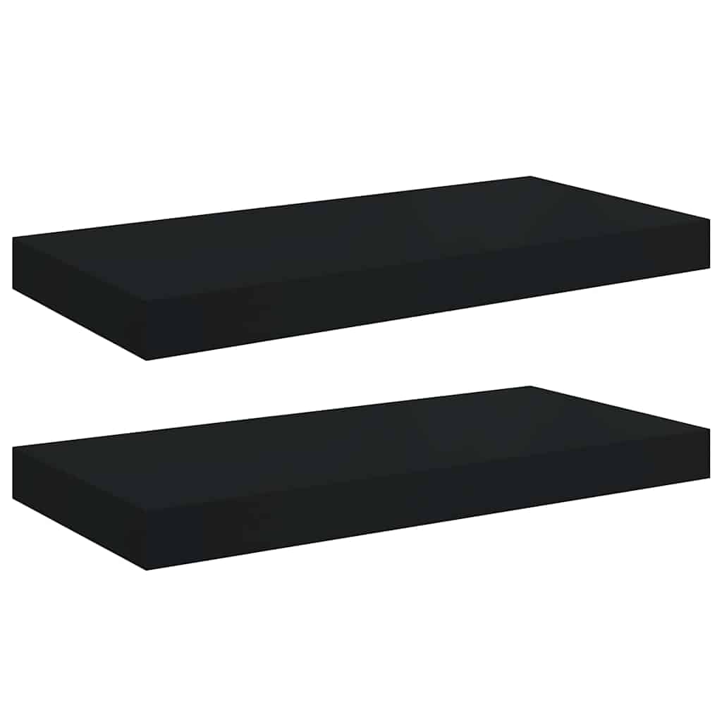 Rafturi de perete suspendate, 2 buc., negru, 50x23x3,8 cm, MDF
