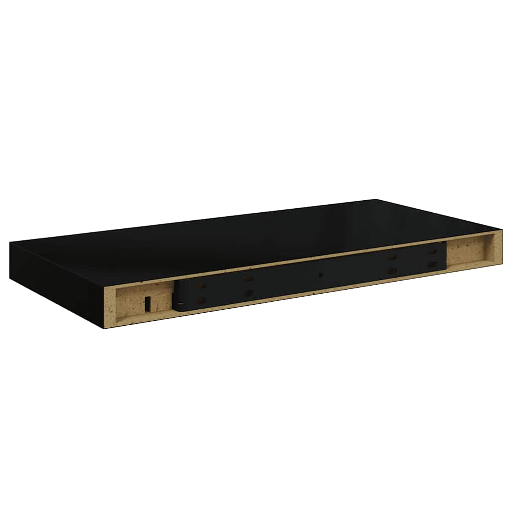 Rafturi de perete suspendate, 4 buc., negru, 50x23x3,8 cm, MDF