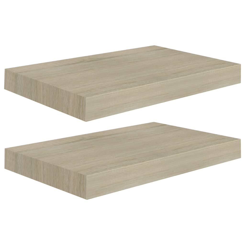 Rafturi de perete suspendate, 2 buc., stejar, 40x23x3,8 cm, MDF
