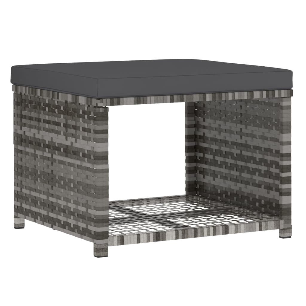 Set mobilier de grădină cu perne, 4 piese, gri, poliratan