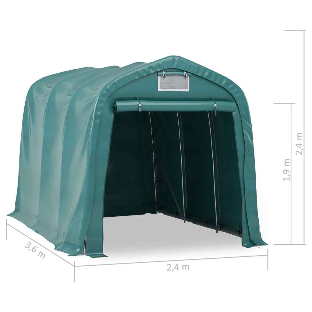 Cort de garaj, verde, 2,4 x 3,6 m, PVC