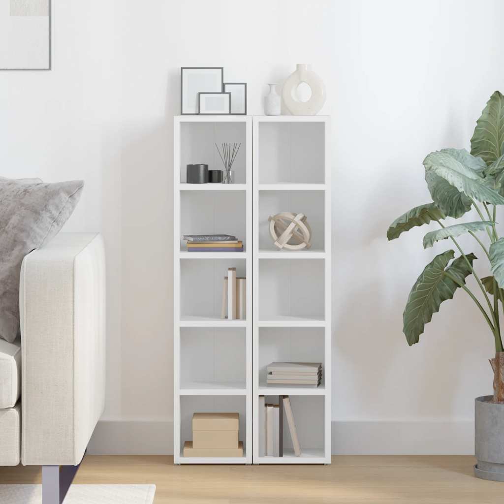 Dulapuri CD-uri, 2 buc., alb, 21 x 16 x 93,5 cm, PAL