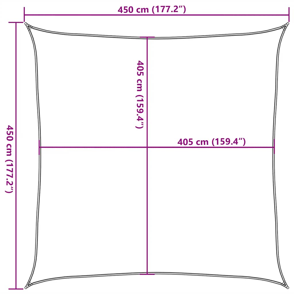 Pânză parasolar, roșu, 4,5x4,5 m, HDPE, 160 g/m²