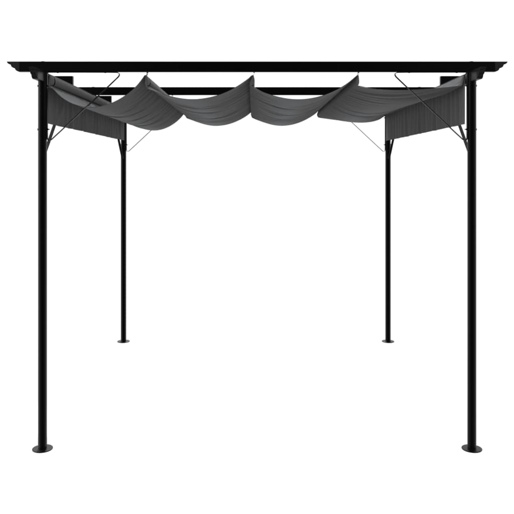 Pergolă cu acoperiș retractabil, antracit, 3x3m, oțel, 180 g/m²