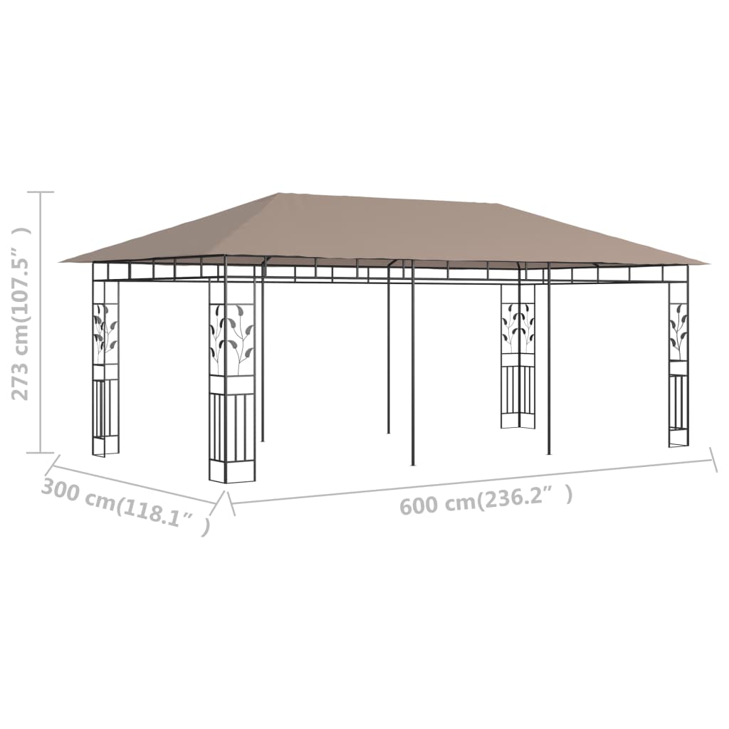 Pavilion cu plasă anti-țânțari, gri taupe, 6x3x2,73 m, 180 g/m²
