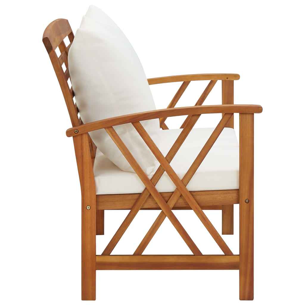 Bancă de grădină cu perne, 119 cm, lemn masiv de acacia