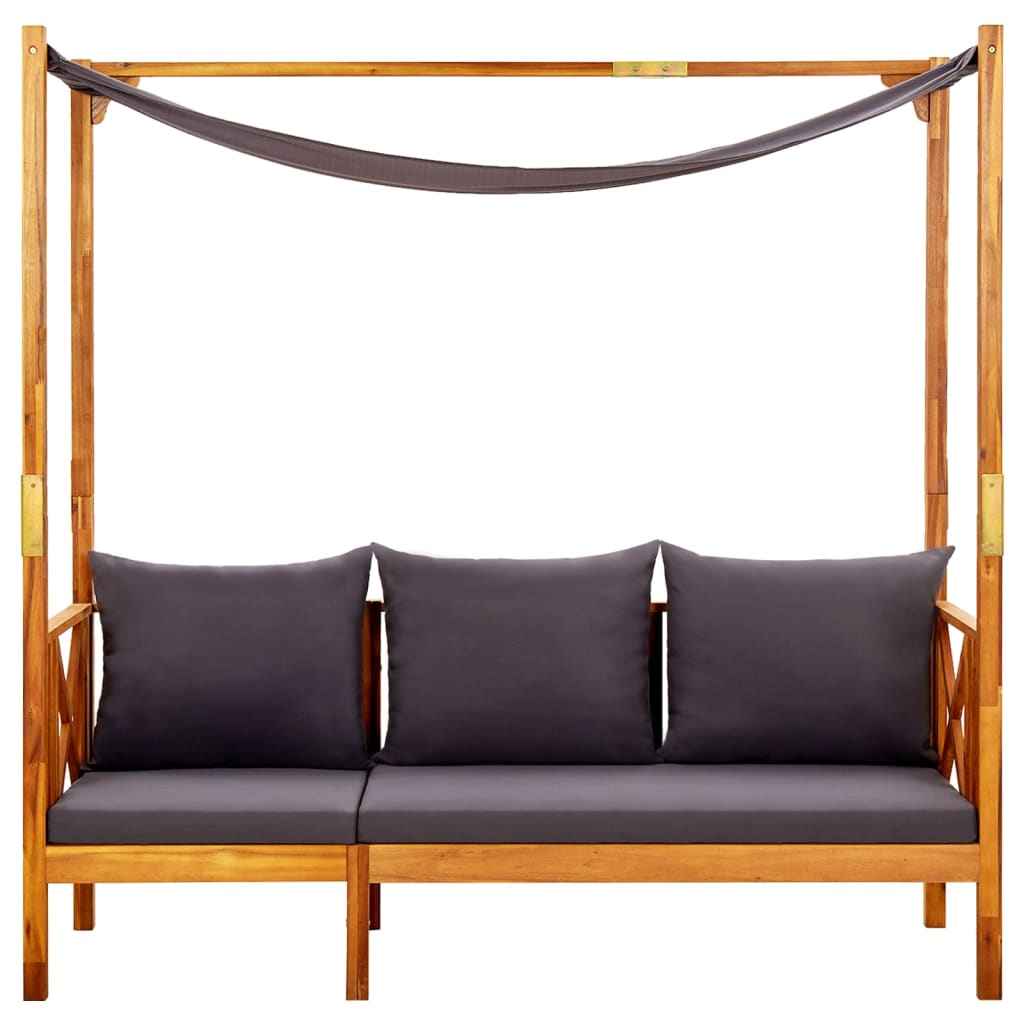 Bancă de grădină cu copertină, lemn masiv de acacia