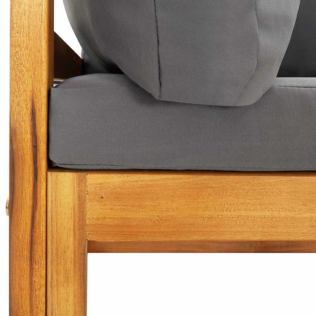 Canapea de colț modulară, pernă gri închis, lemn masiv acacia