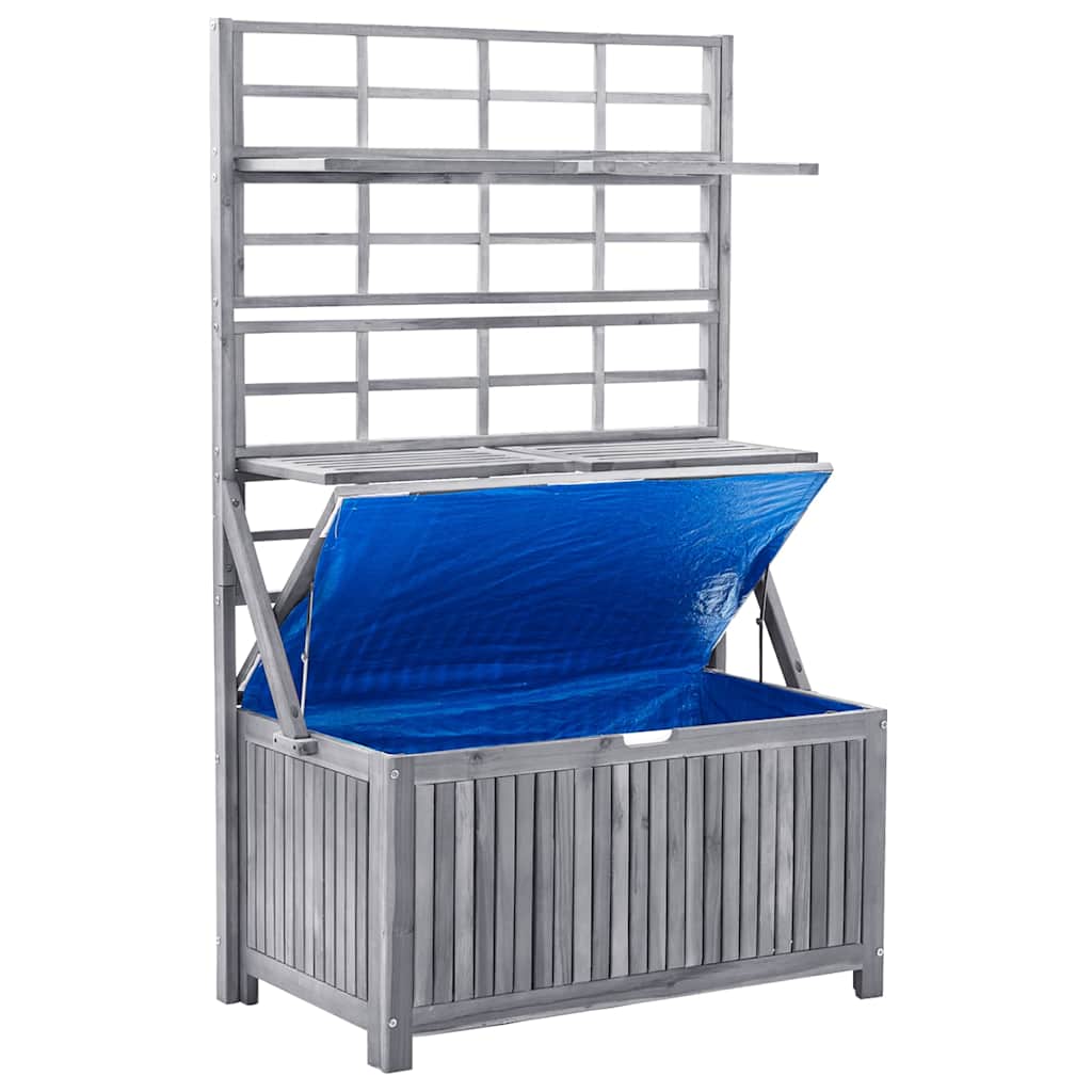 Cutie depozitare cu spalier, gri 99x55x160 cm lemn masiv acacia