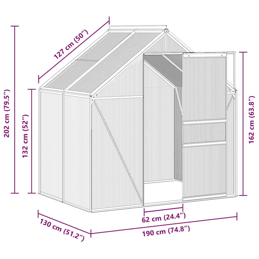 Seră, antracit, 2,47 m², aluminiu