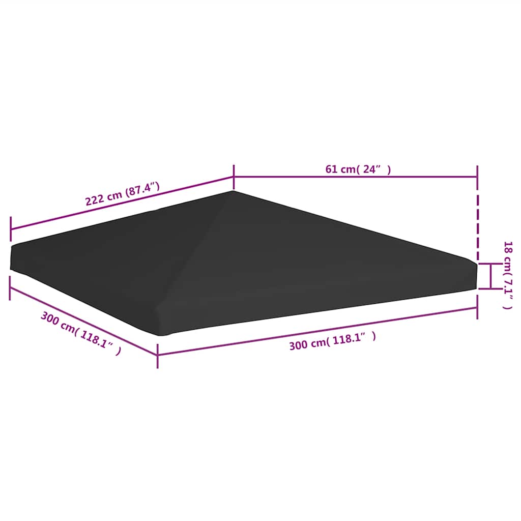 Acoperiș de pavilion, negru, 3 x 3 m, 270 g/m²