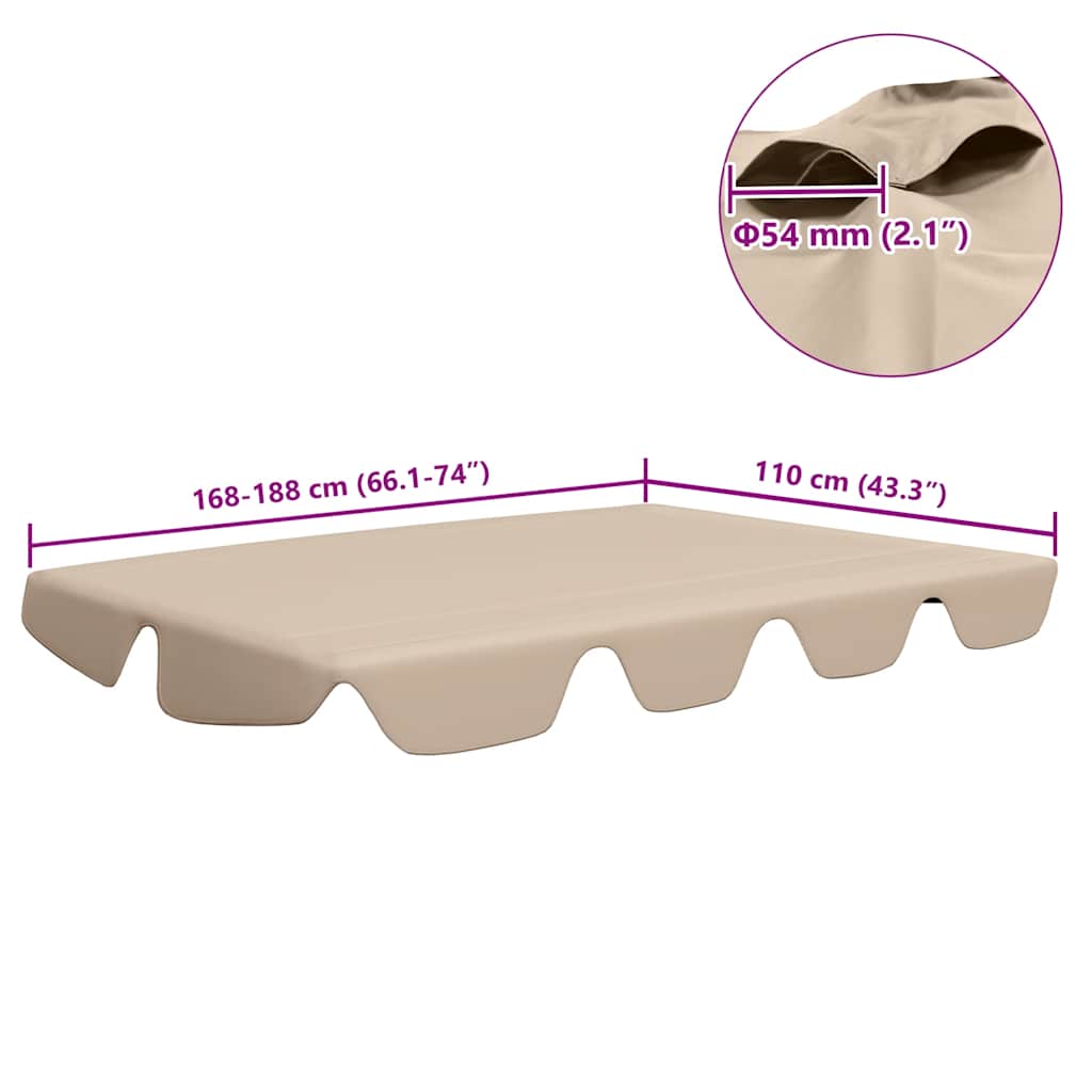 Copertină de rezervă leagăn grădină, bej, 188/168x145/110cm