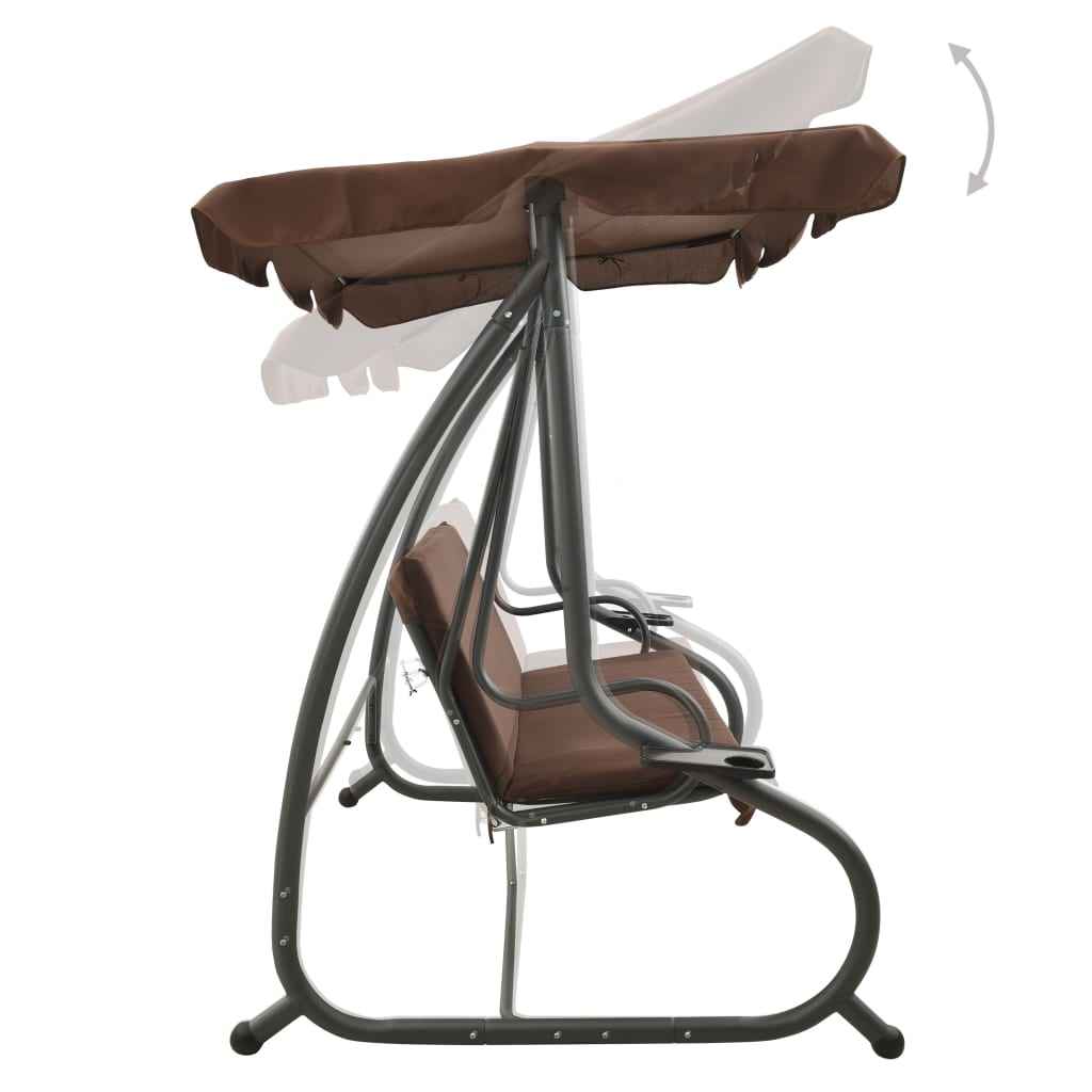 Balansoar de exterior cu copertină, cafeniu