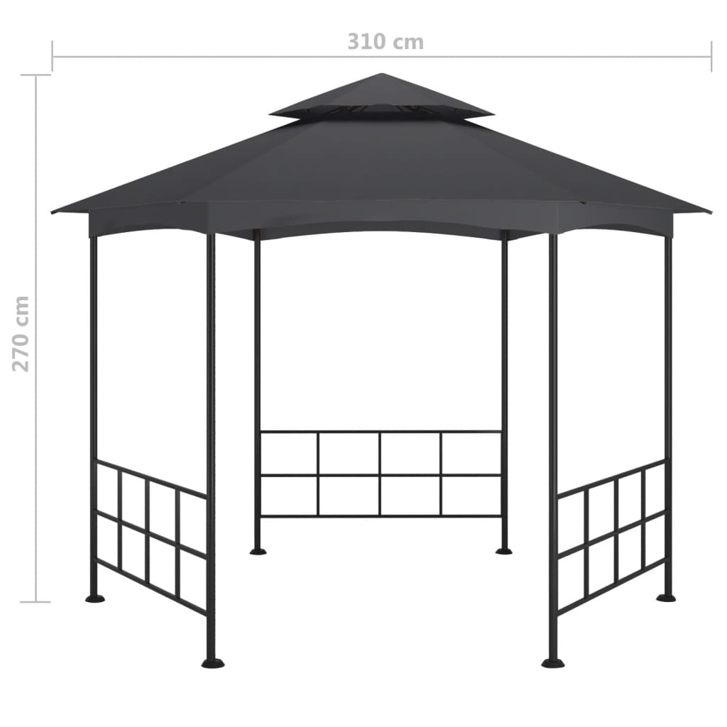Pavilion cu pereți laterali, antracit, 3,1x2,7 m