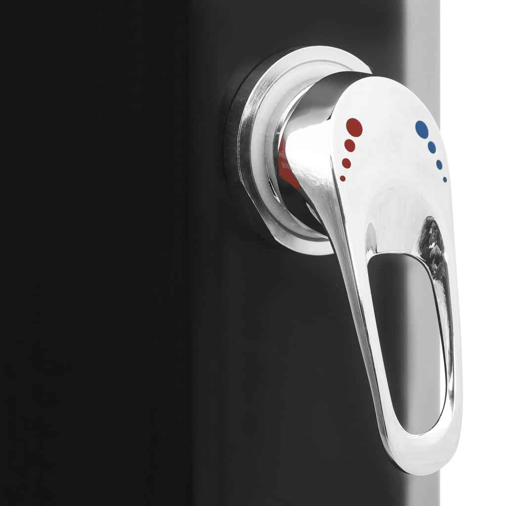 Duș solar de exterior cu cap de duș și robinet, negru, 35 L