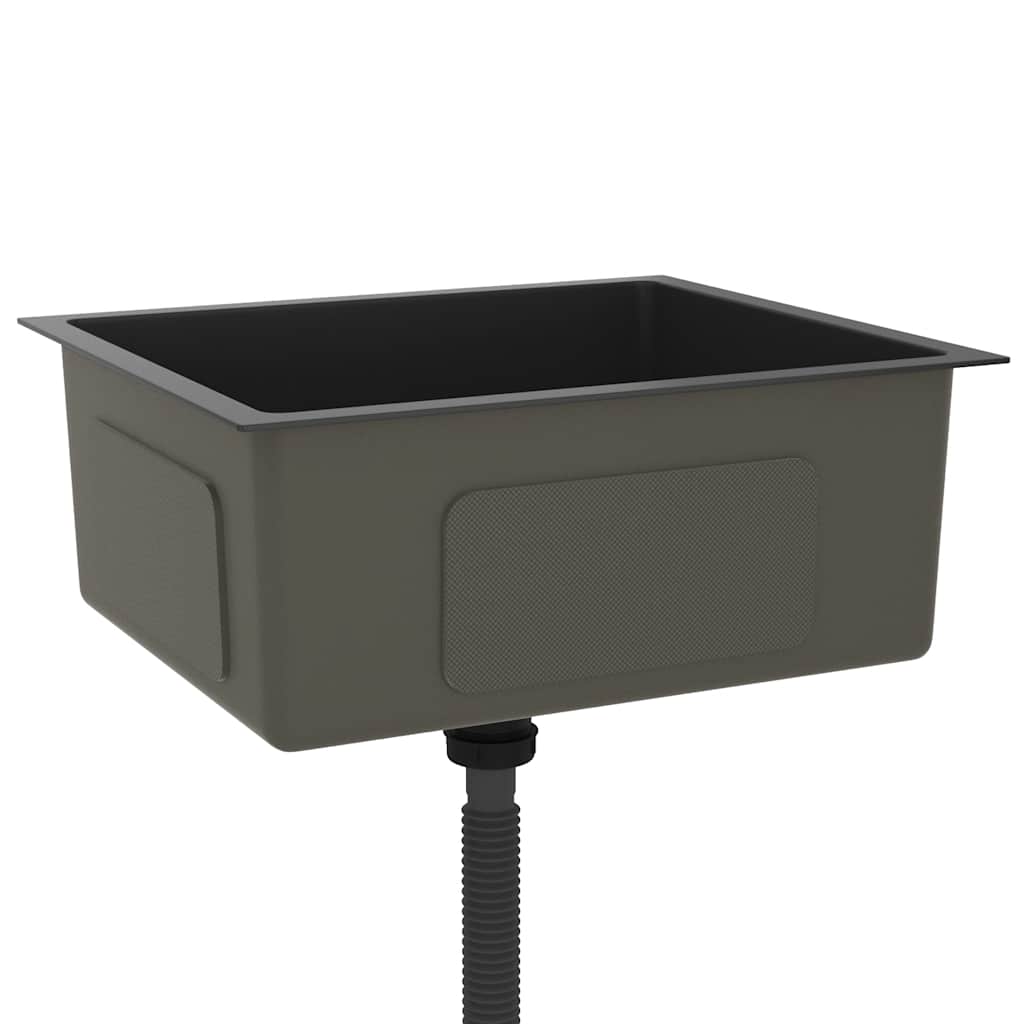 Chiuvetă de bucătărie lucrată manual, negru, oțel inoxidabil