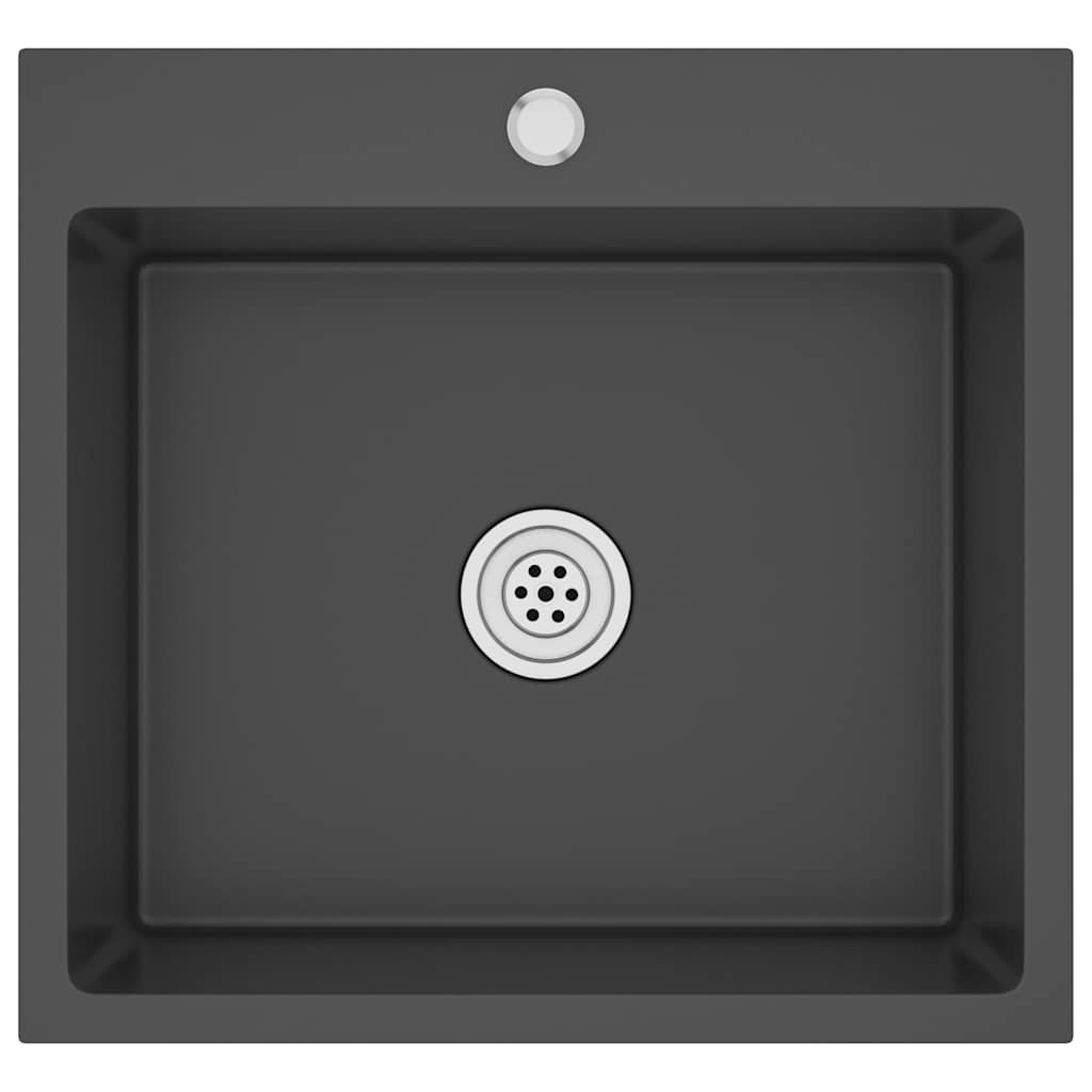 Chiuvetă de bucătărie lucrată manual, negru, oțel inoxidabil
