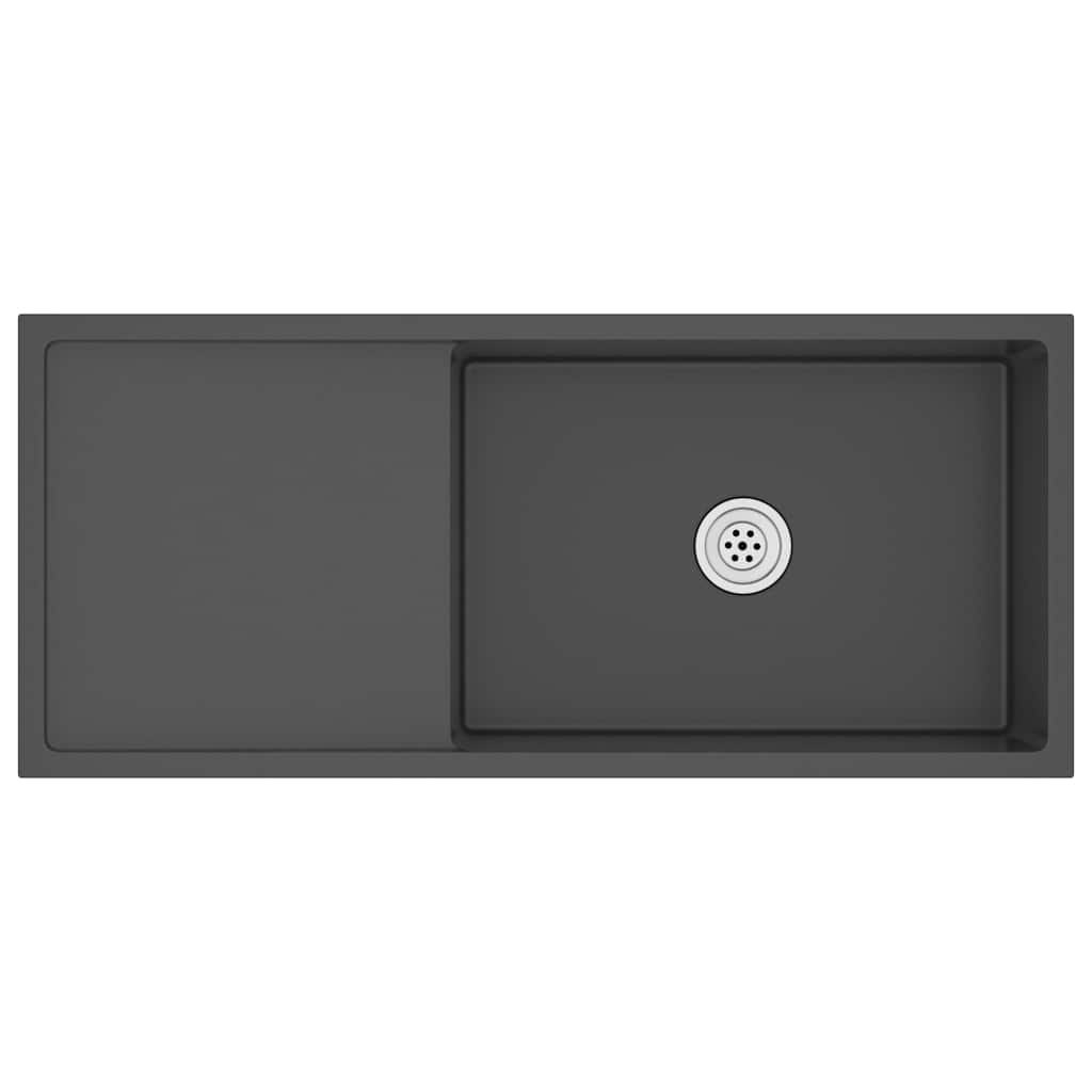 Chiuvetă de bucătărie lucrată manual, negru, oțel inoxidabil