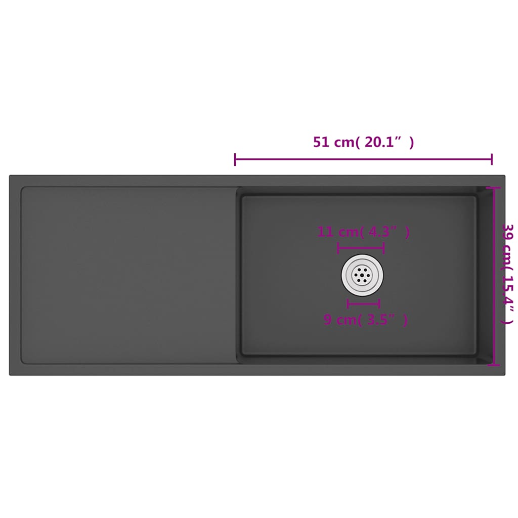 Chiuvetă de bucătărie lucrată manual, negru, oțel inoxidabil