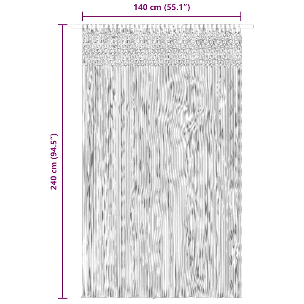 Perdea macrame, gri taupe,140 x 240 cm, bumbac