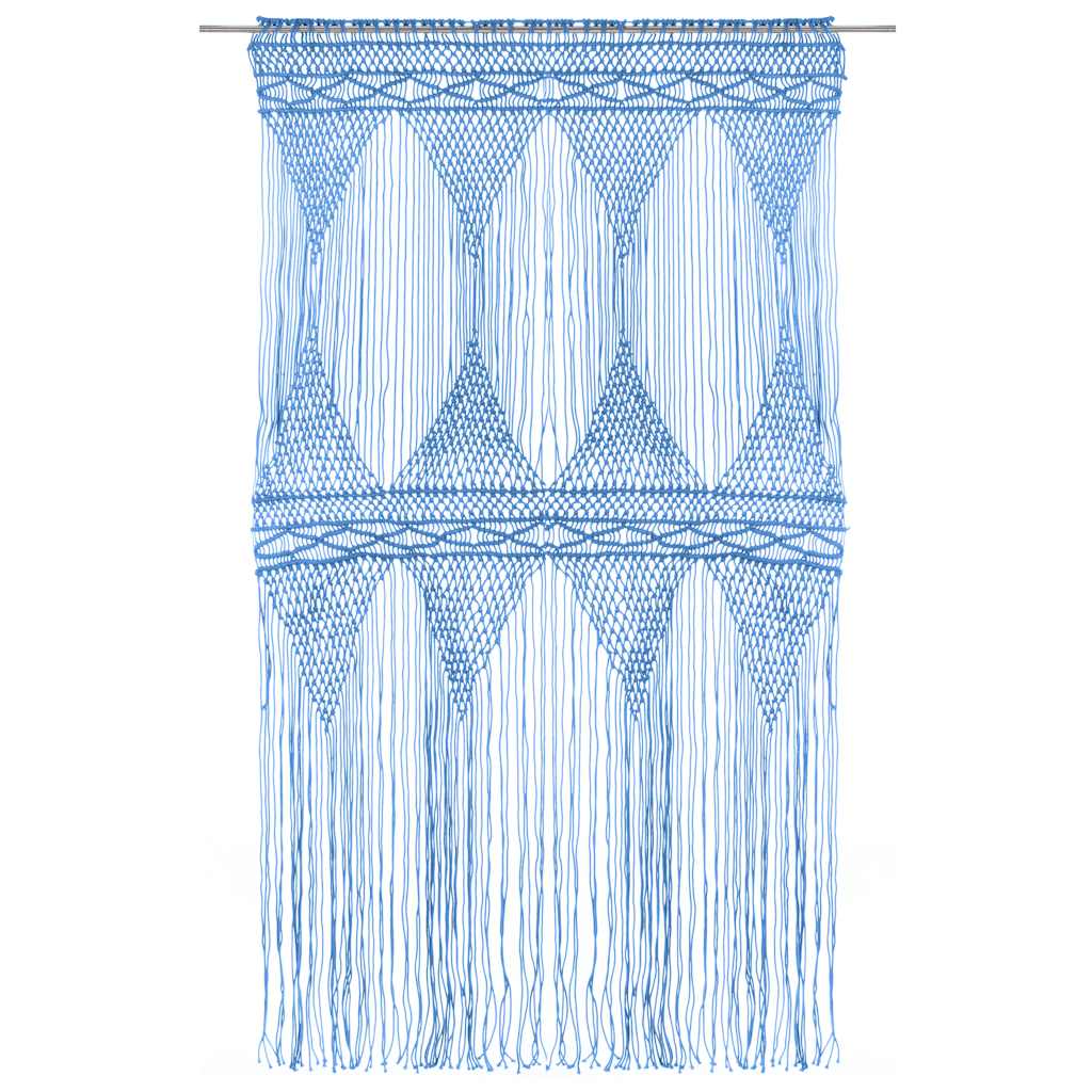 Perdea macrame, albastru, 140 x 240 cm, bumbac