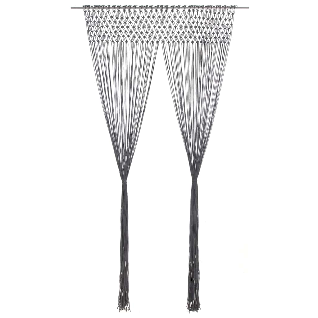 Perdea macrame, antracit, 140 x 240 cm, bumbac