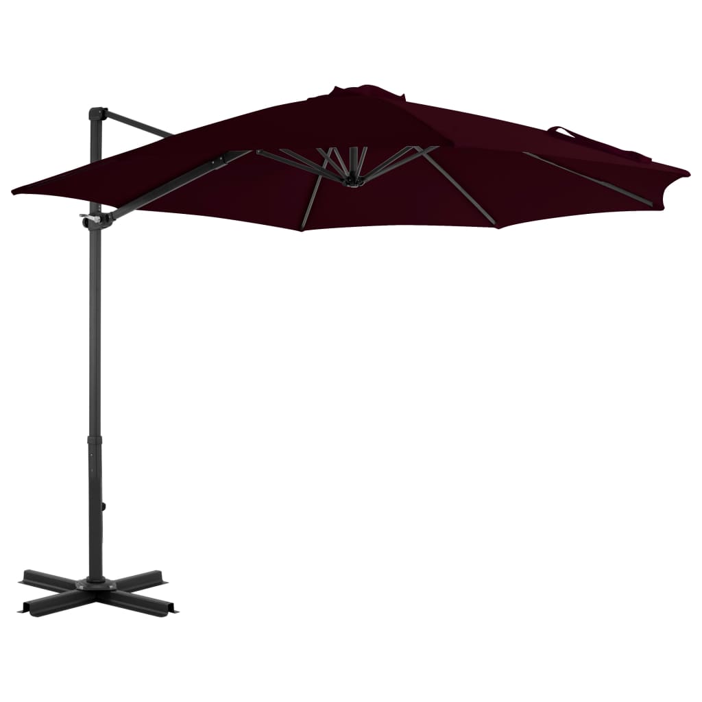 Umbrelă consolă de grădină, stâlp din aluminiu, roșu, 300 cm