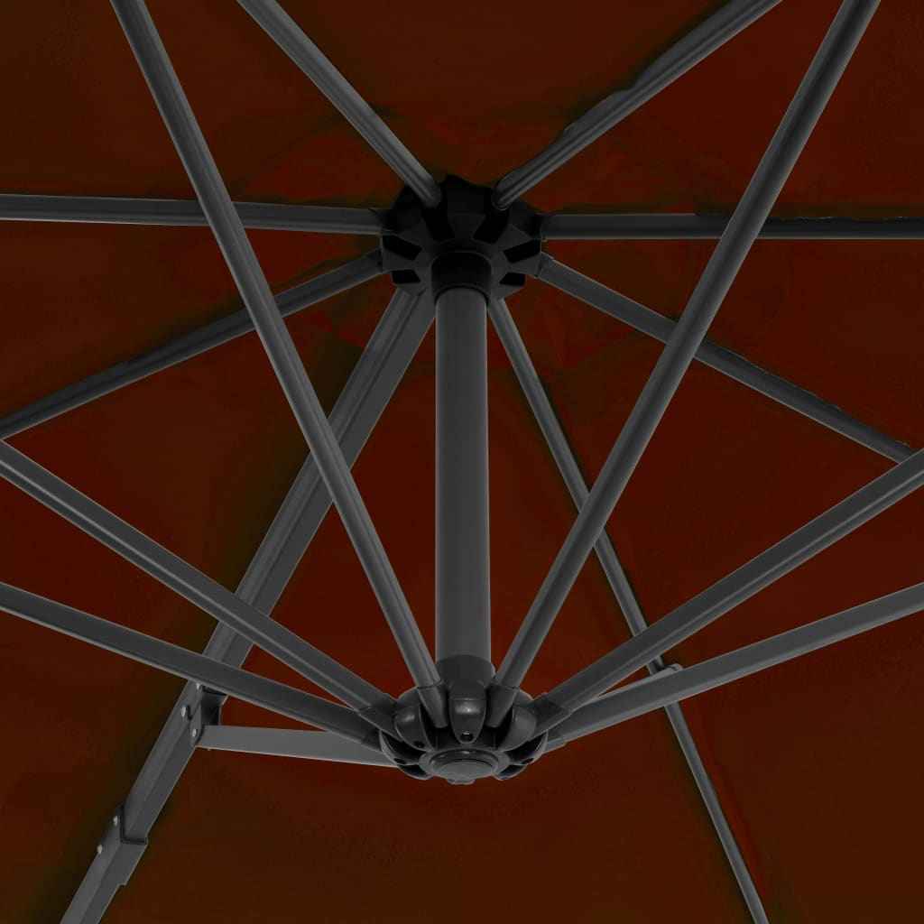 Umbrelă în consolă cu stâlp din aluminiu, cărămiziu, 300 cm