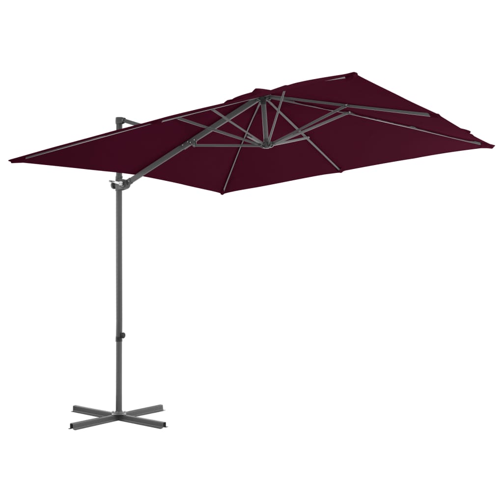 Umbrelă în consolă cu stâlp din aluminiu, bordo, 250x250 cm