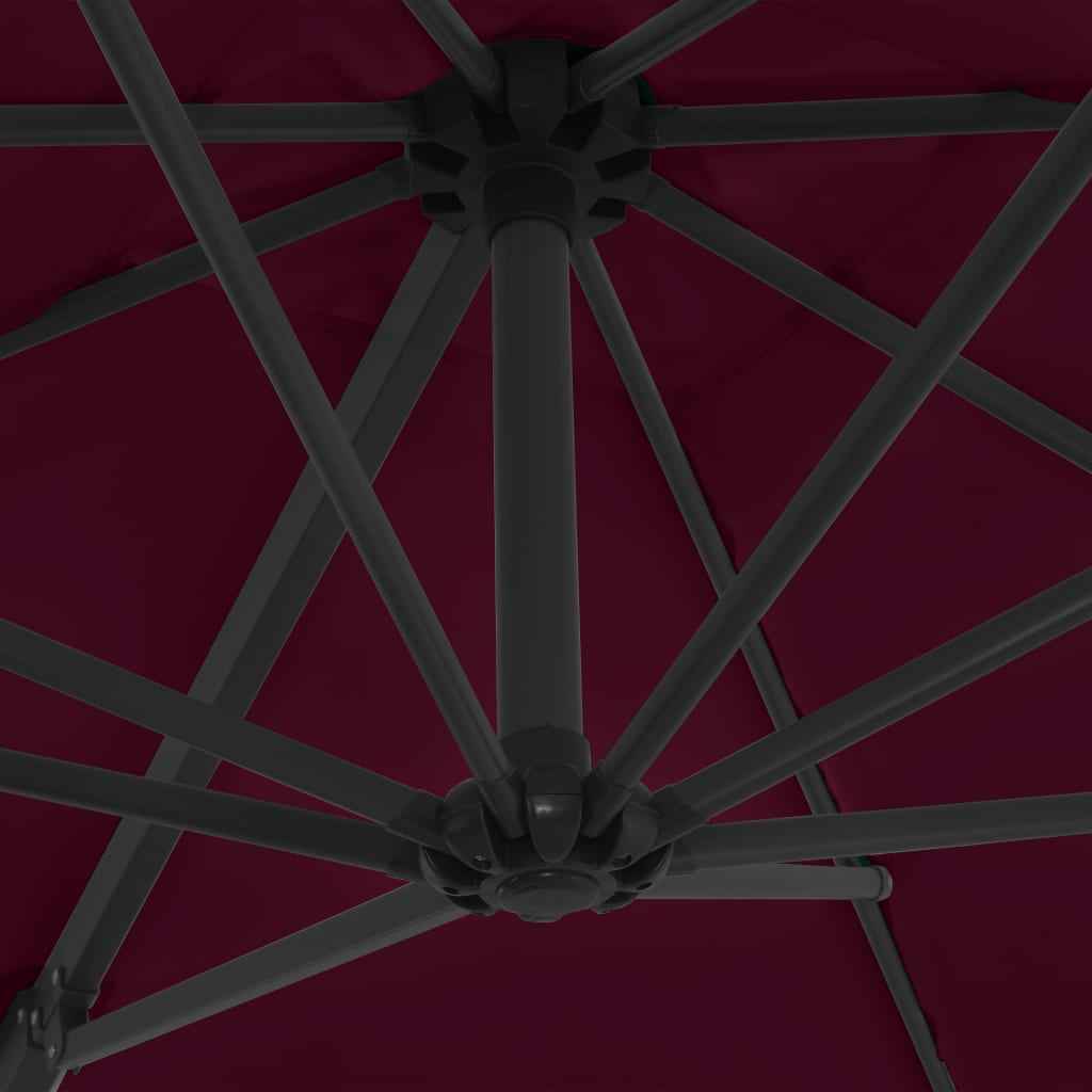 Umbrelă în consolă cu stâlp din aluminiu, bordo, 250x250 cm
