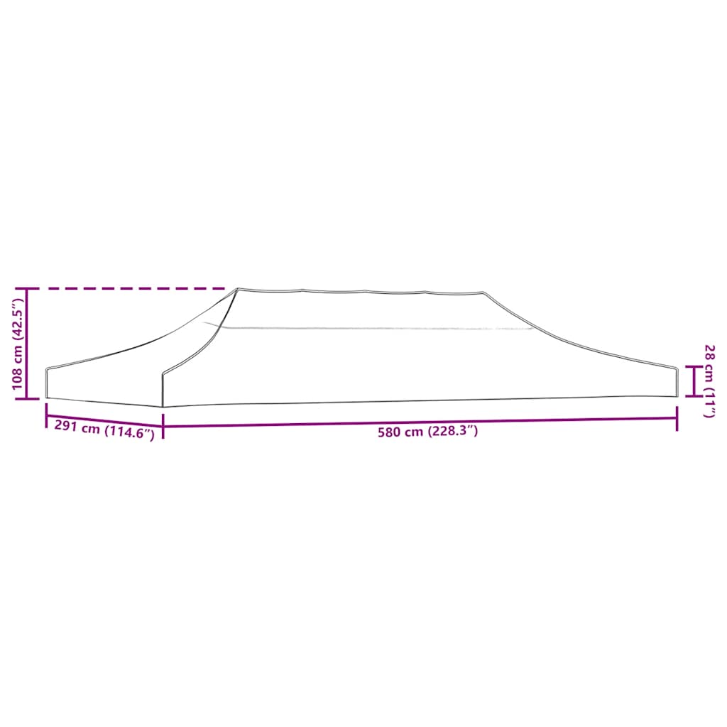 Acoperiș pentru cort de petrecere, verde, 6 x 3 m, 270 g/m²