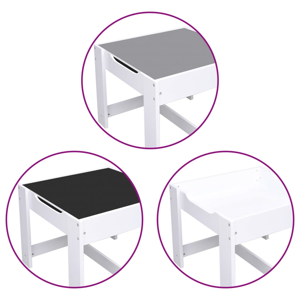 Masă pentru copii, cu 2 scaune, alb, MDF