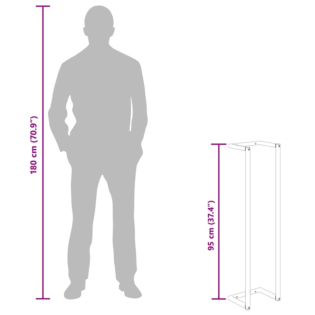 Suport de prosoape, negru, 25x20x95 cm, fier