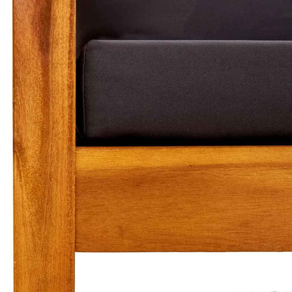 Bancă de grădină cu copertină şi taburete, lemn masiv de acacia