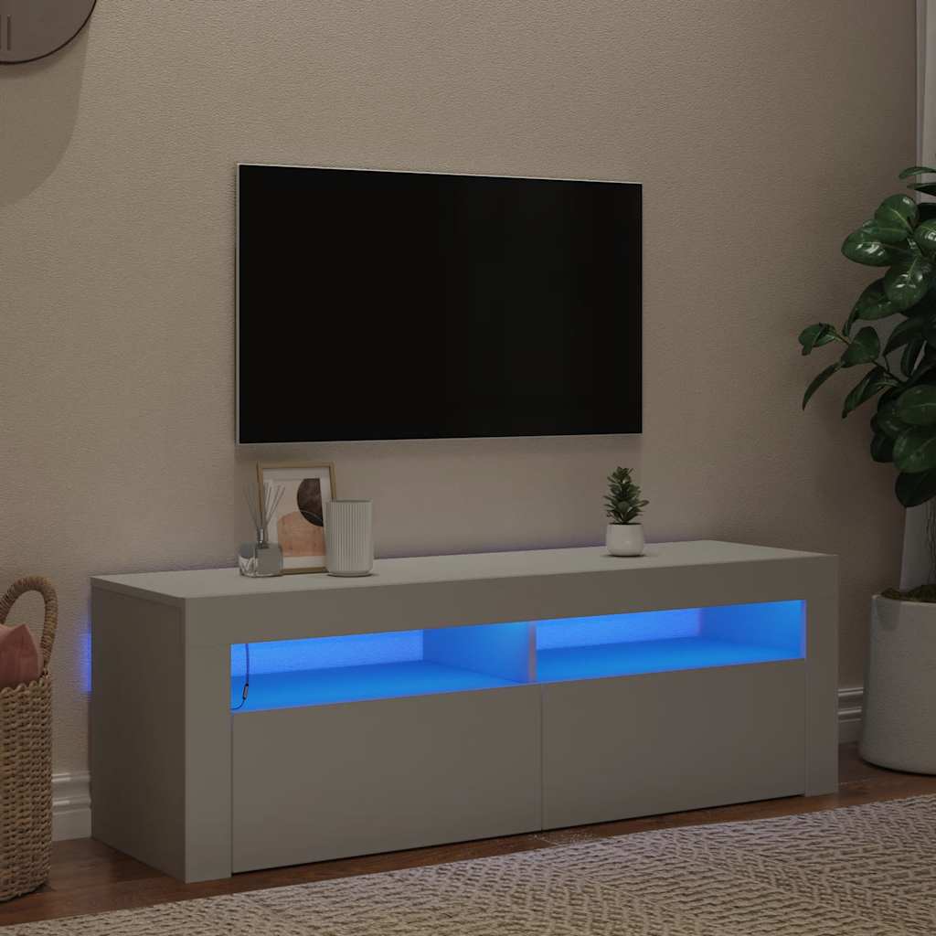 Comodă TV cu lumini LED, alb, 120x35x40 cm