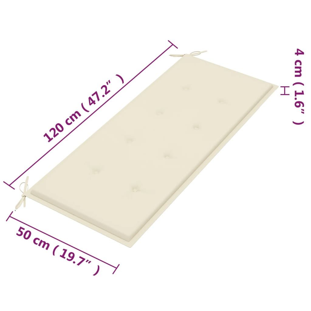 Bancă grădină 2 locuri, cu pernă, 120 cm, lemn masiv eucalipt