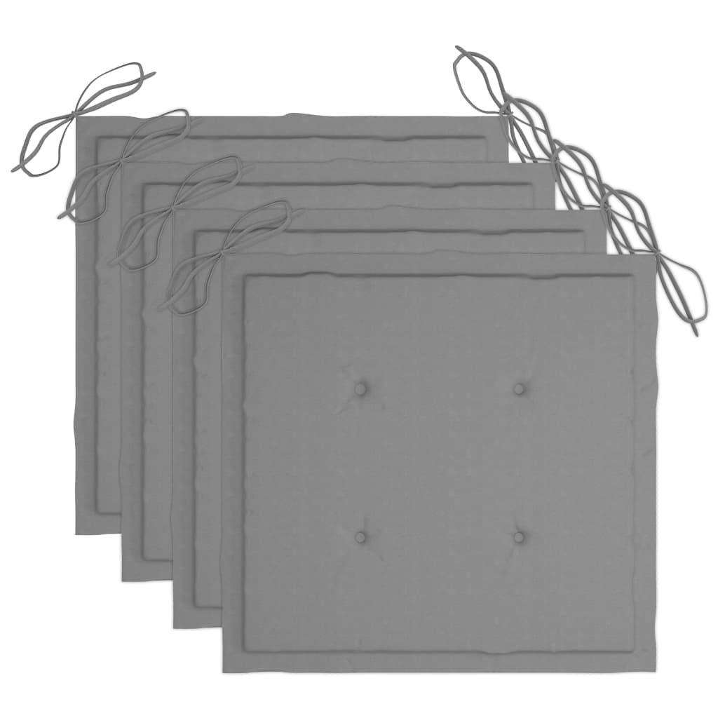 Scaune de grădină cu perne gri, 4 buc., lemn masiv acacia