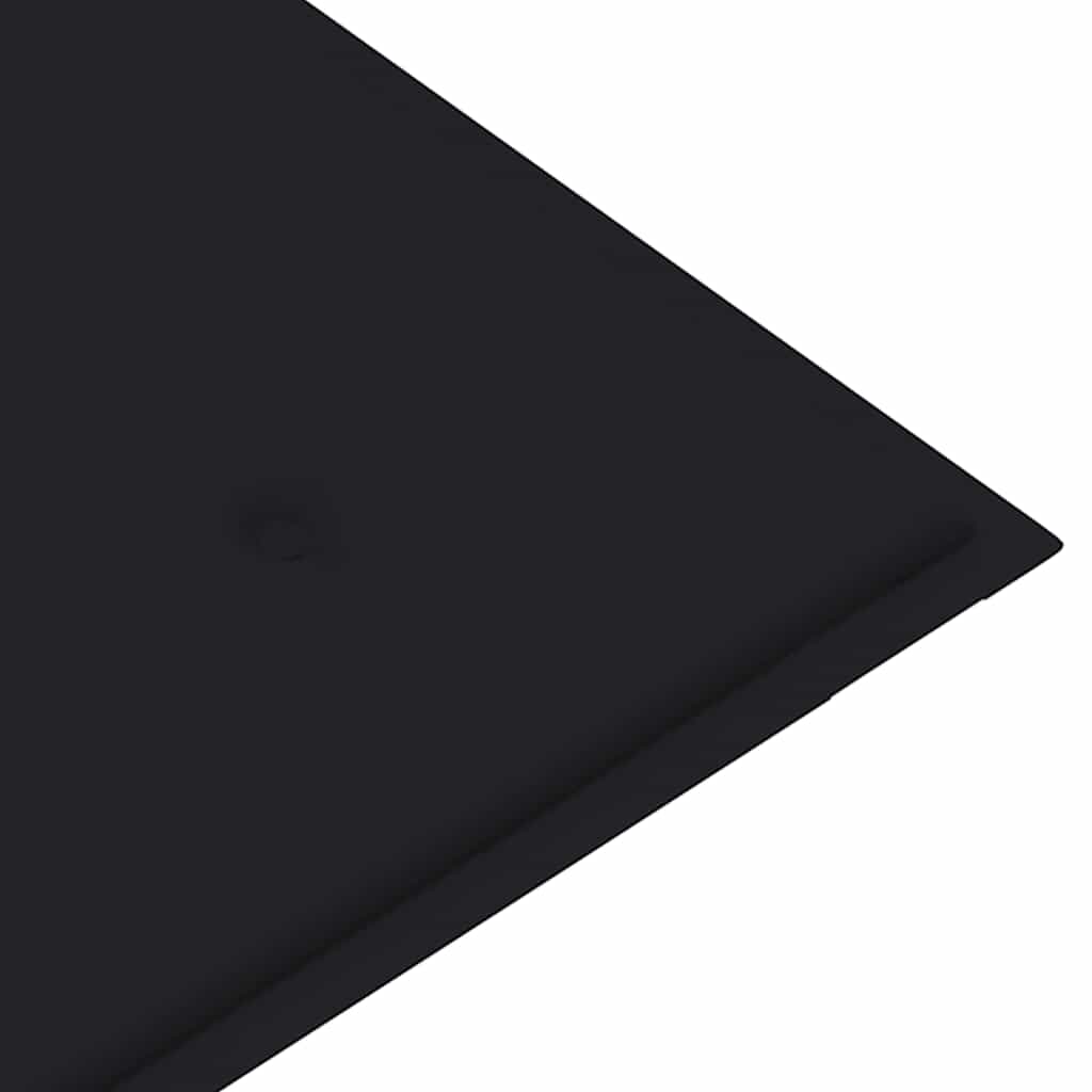 Bancă de grădină, cu pernă neagră, 112 cm, lemn masiv de tec