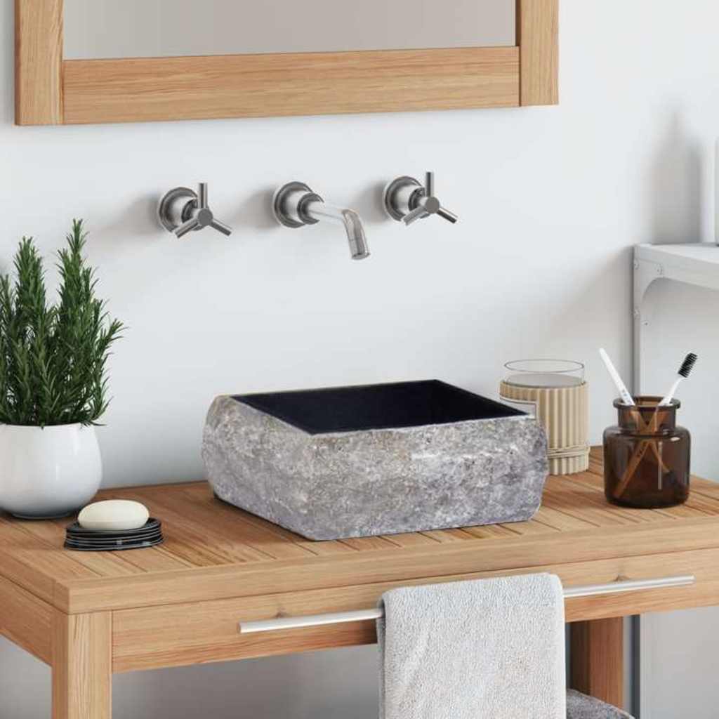 Chiuvetă, negru, 30x30x13 cm, marmură