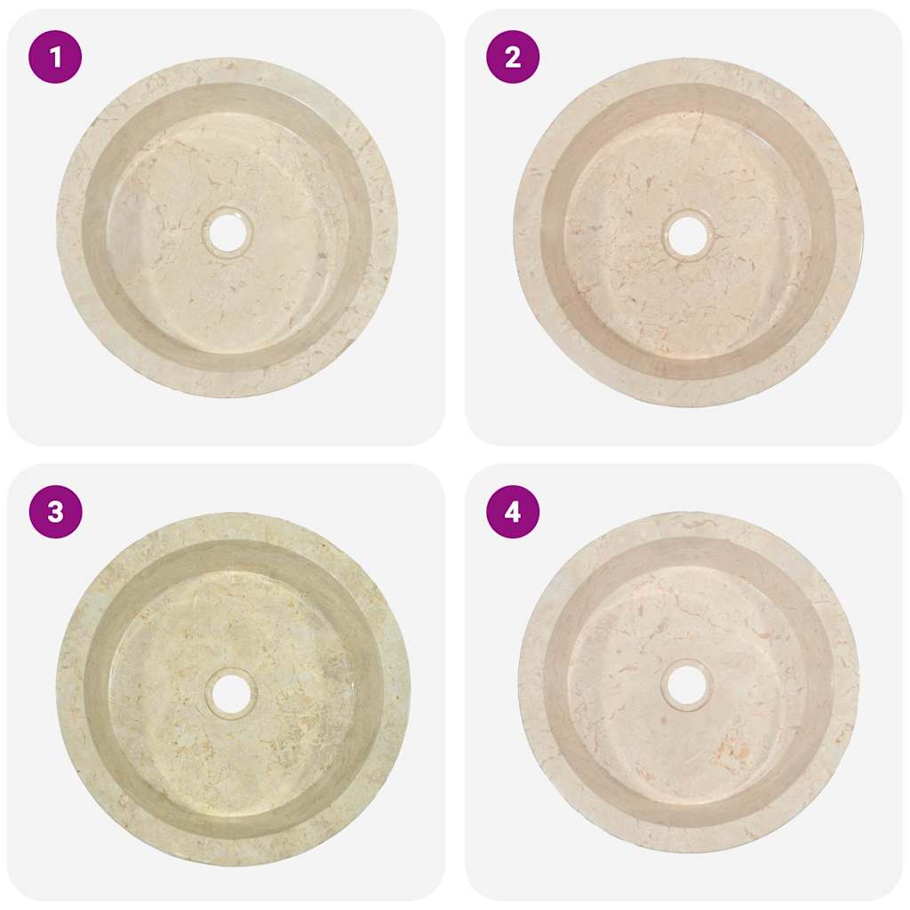 Chiuvetă, crem, Ø40x15 cm, marmură