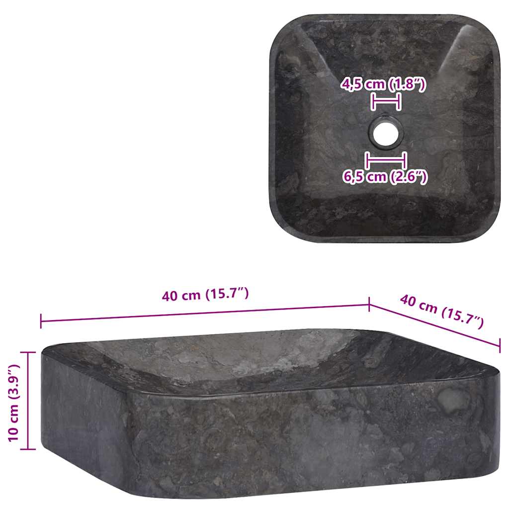 Chiuvetă, neagră, 40x40x10 cm, marmură
