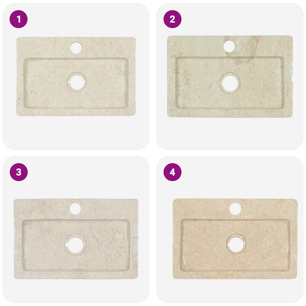 Chiuvetă cu montaj pe perete, crem, 38x24x6,5 cm, marmură