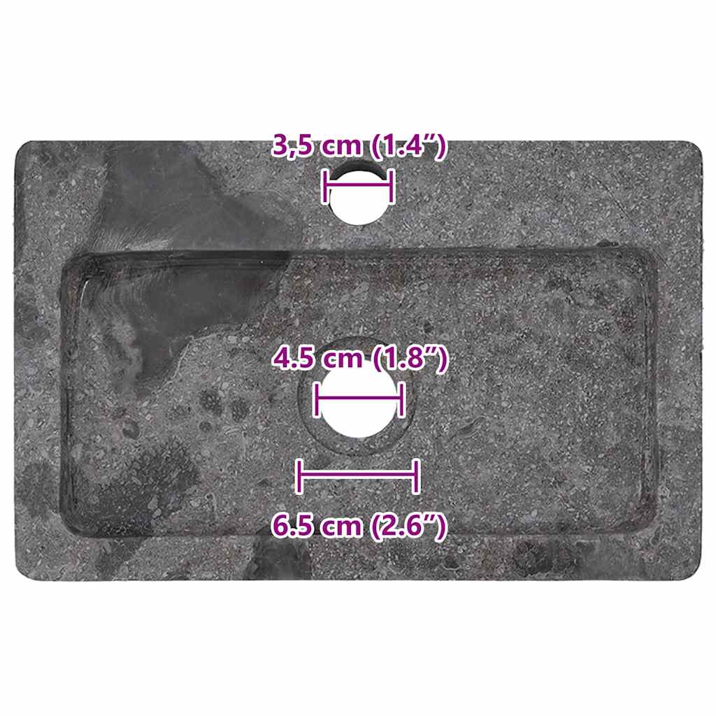 Chiuvetă cu montaj pe perete, gri, 38x24x6,5 cm, marmură