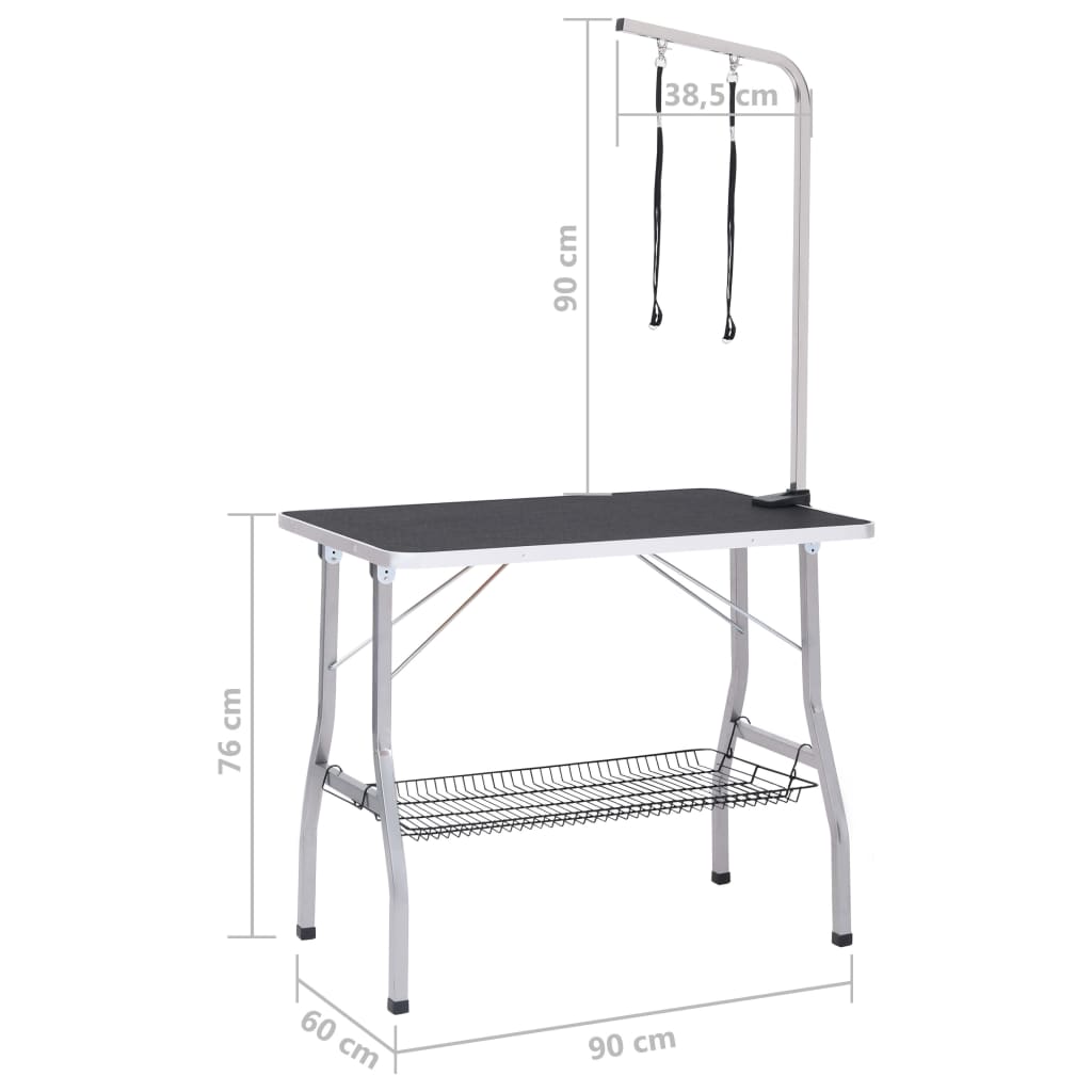 Masă reglabilă pentru îngrijirea câinilor cu 2 lese și coș