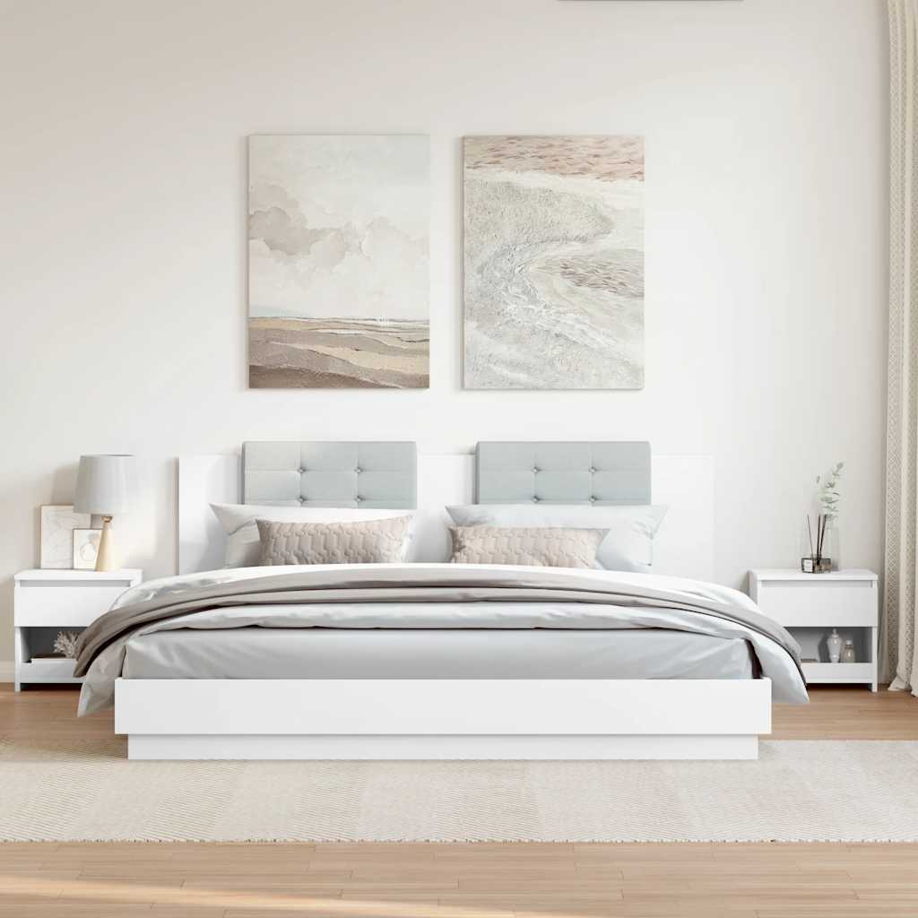 Noptiere, 2 buc., alb, 40x30x39 cm, lemn prelucrat